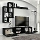 Σύνθεση τηλεόρασης Duana Megapap χρώμα μαύρο εφέ μαρμάρου - μαύρο 180x38x35,7εκ.