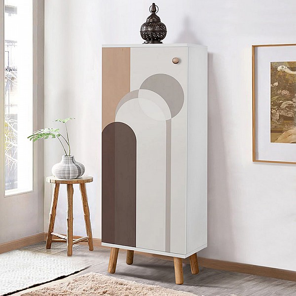 Ντουλάπι κουζίνας/μπάνιου - Παπουτσοθήκη Assiri Megapap από μελαμίνη χρώμα λευκό 50x38x135εκ.