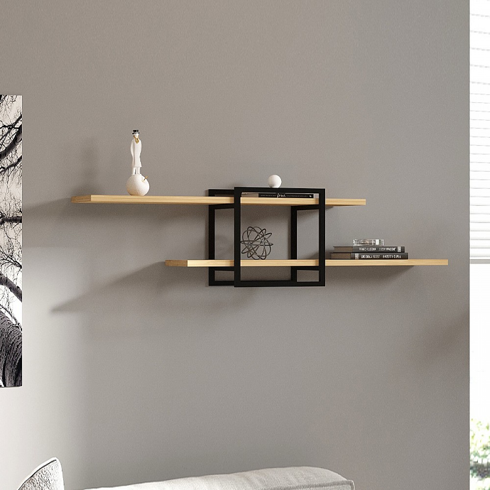 Ραφιέρα τοίχου Mone Megapap χρώμα sapphire oak - μαύρο 120x18x30εκ. - GP052-0213,1 Ραφιέρα τοίχου Mone Megapap χρώμα sapphire oak - μαύρο 120x18x30εκ. - GP052-0213,1