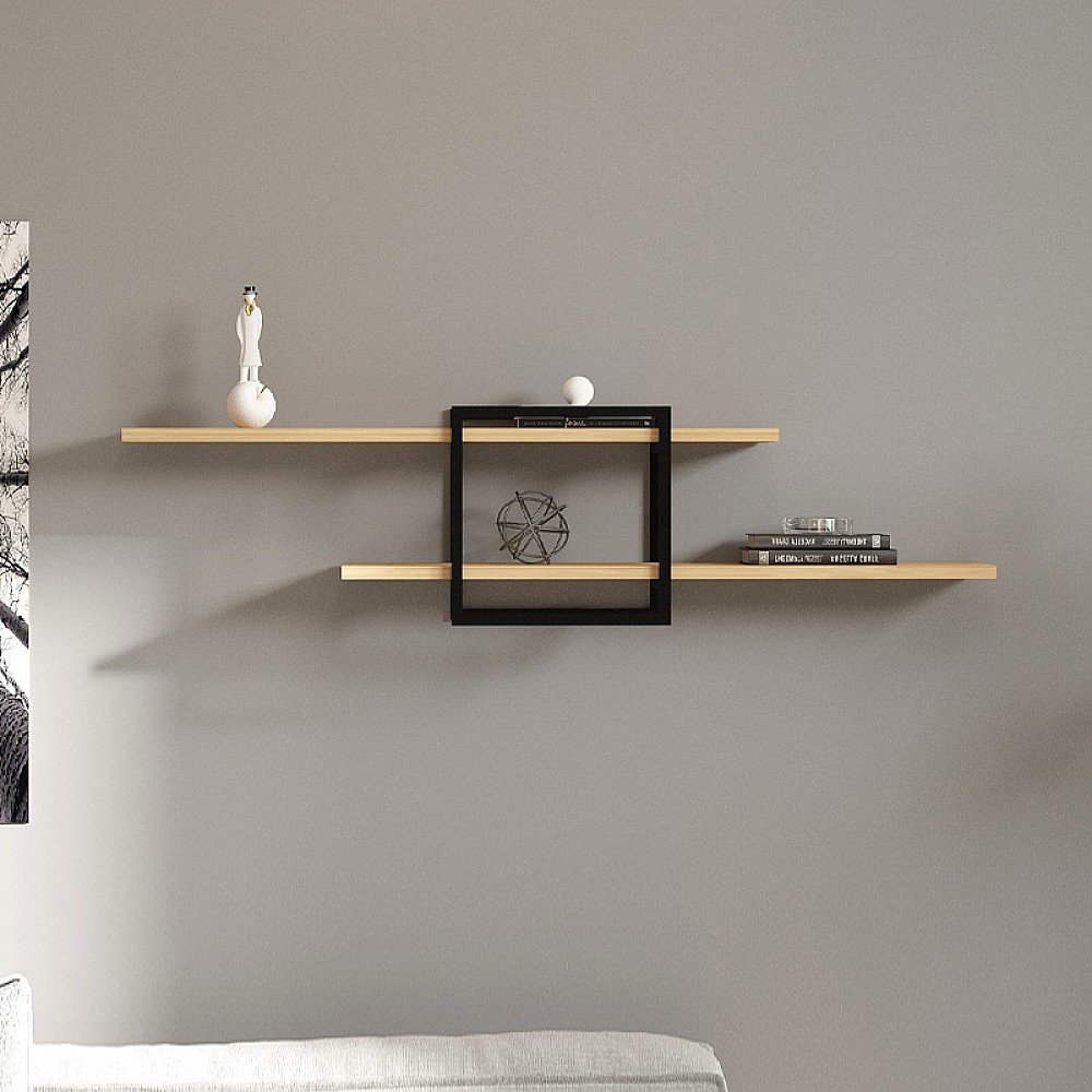 Ραφιέρα τοίχου Mone Megapap χρώμα sapphire oak - μαύρο 120x18x30εκ. - GP052-0213,1 Ραφιέρα τοίχου Mone Megapap χρώμα sapphire oak - μαύρο 120x18x30εκ. - GP052-0213,1