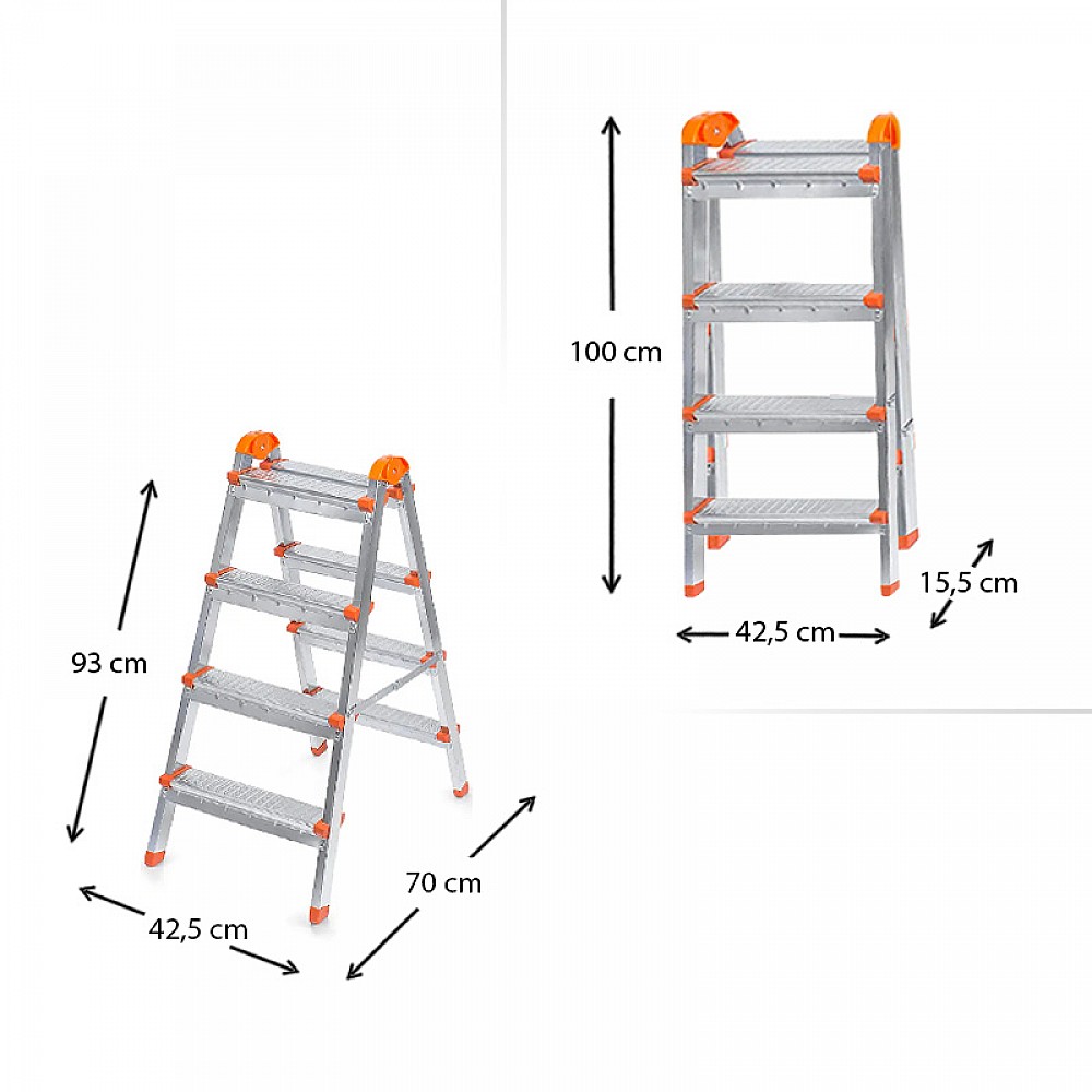Σκάλα Double Step Perilla μεταλλική 4+4 σκαλοπάτια 93εκ. Σκάλα Double Step Perilla μεταλλική 4+4 σκαλοπάτια 93εκ.