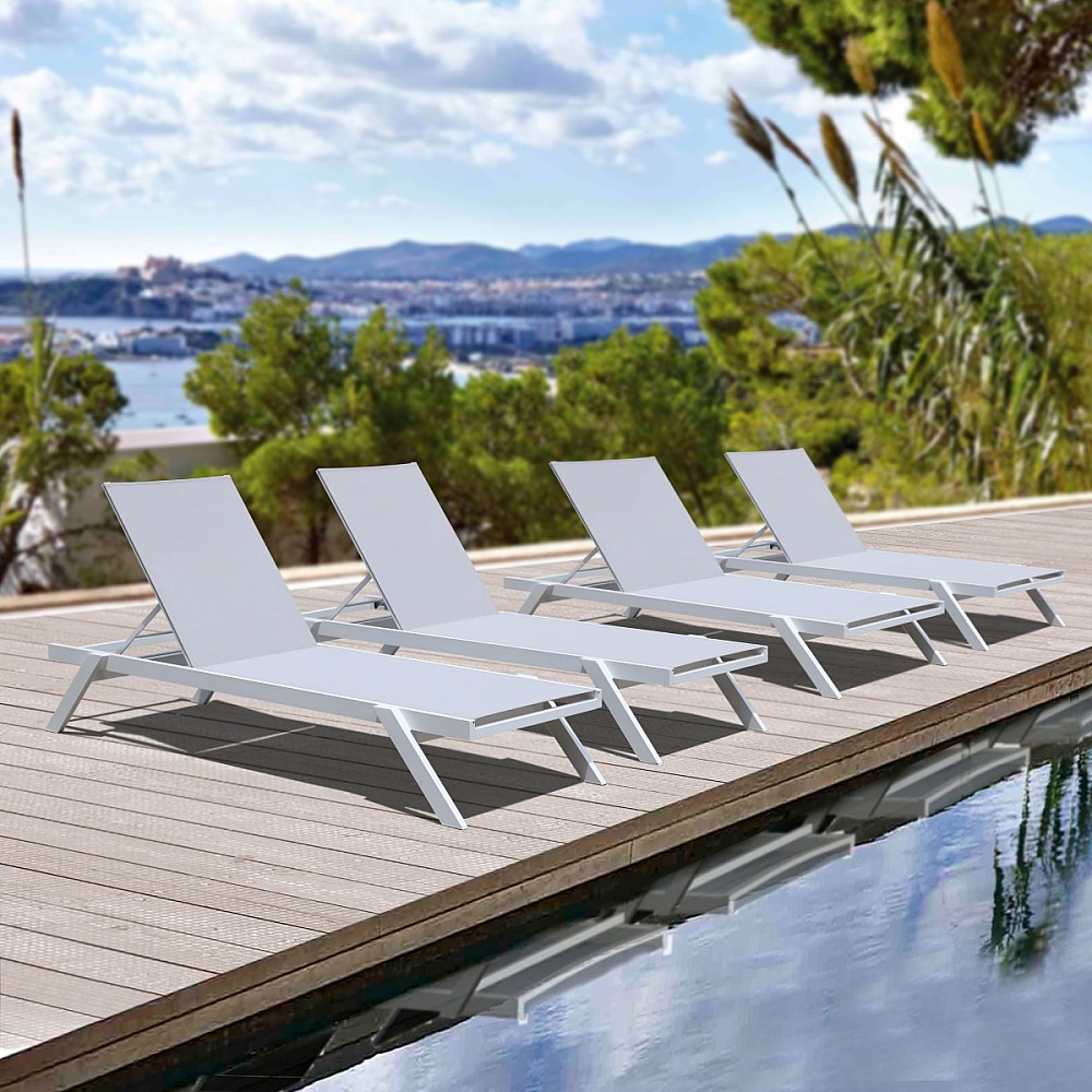 Myconos Sun-Lounger White - Αλουμίνιο