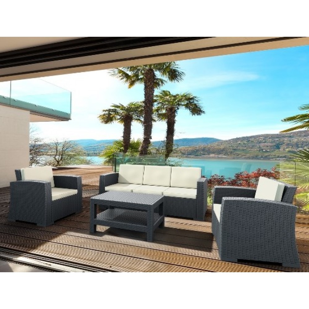 Monaco/ST Dark Grey 92x57cm Table - Πολυπροπυλένιο - 92x57x45 cm Monaco/ST Dark Grey 92x57cm Table - Πολυπροπυλένιο - 92x57x45 cm