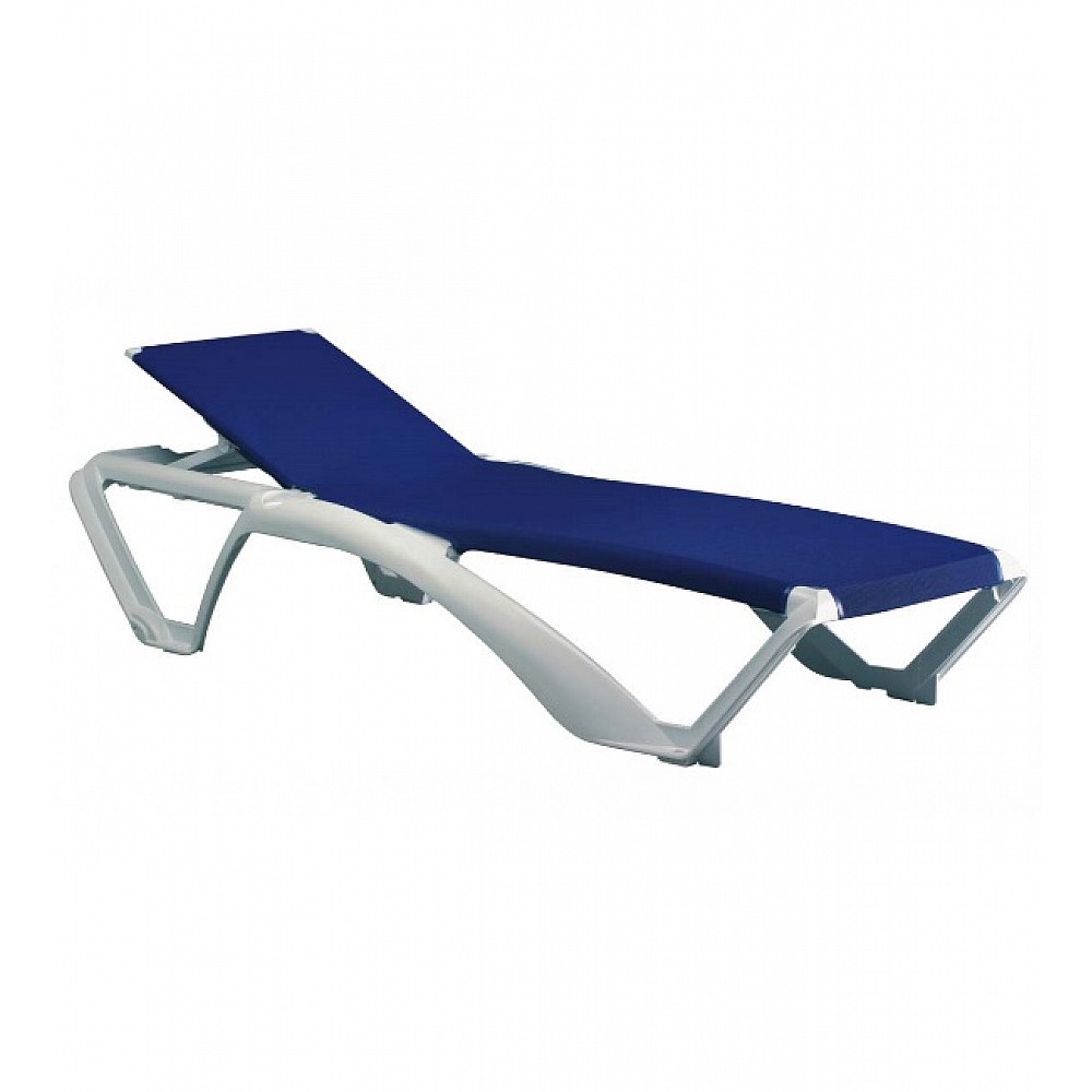 Sun-Lounger Marina/White, Resin/Textilene - Πολυπροπυλένιο - 190x73x35 cm