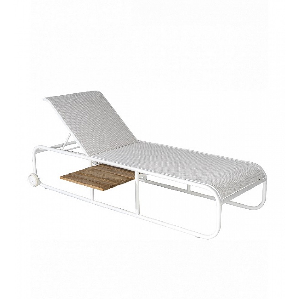 Nemo/SL Sun-Lounger White, WITHOUT Side Table - Αλουμίνιο - 205x72x98 cm