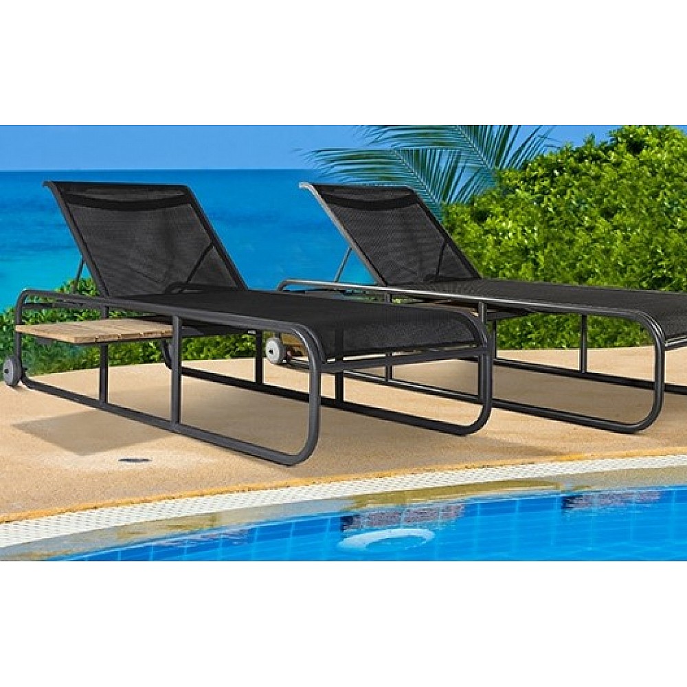 Nemo/SL Sun-Lounger Anthracite, WITHOUT side table - Αλουμίνιο - 205x72x98 cm