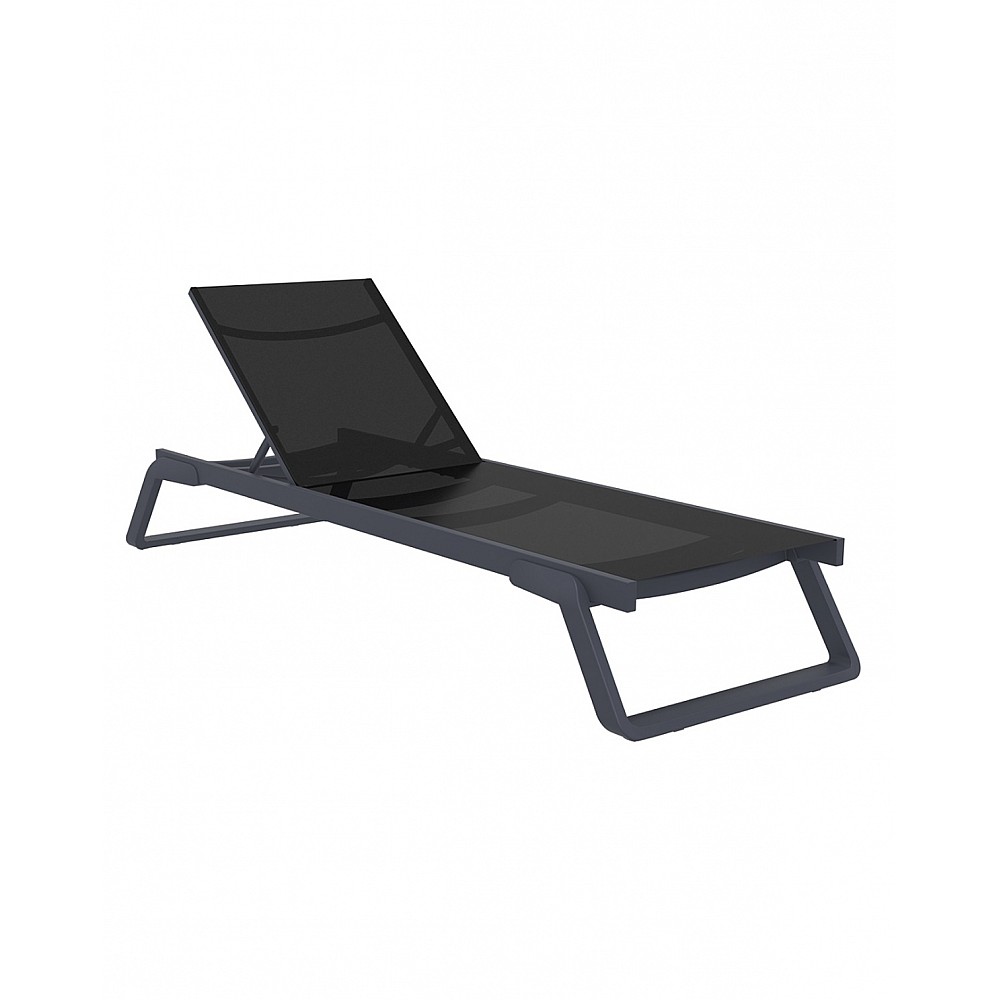 Tropic-2 Sun-Lounger Dark Grey-Black - Πολυπροπυλένιο - 210x72x31 cm