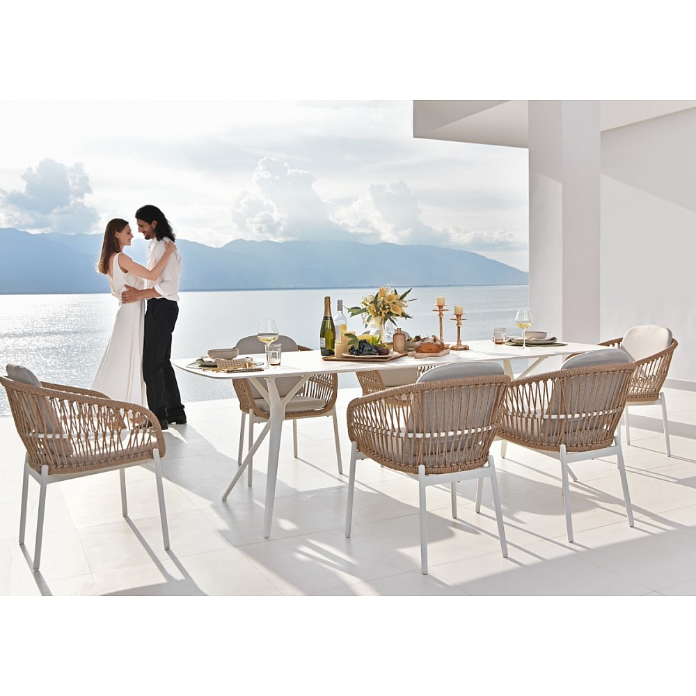 Bari/D7-White Dining Set - Αλουμίνιο