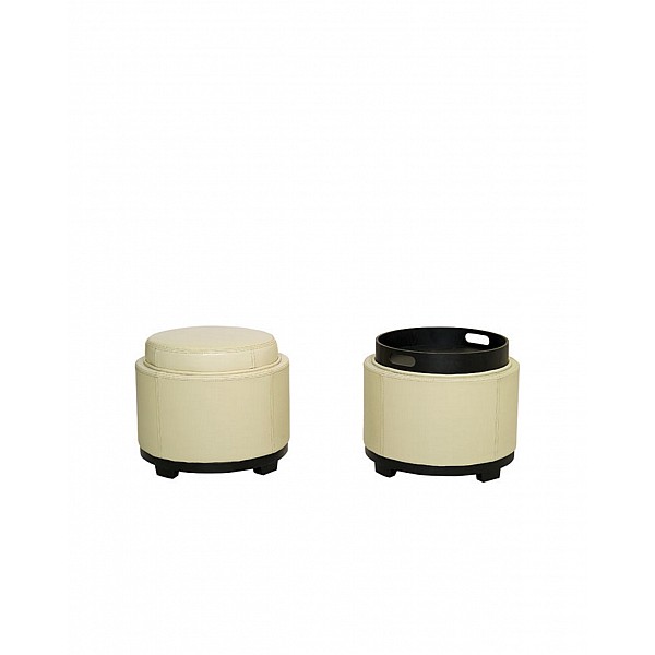 Stool Pouf/R Ecru