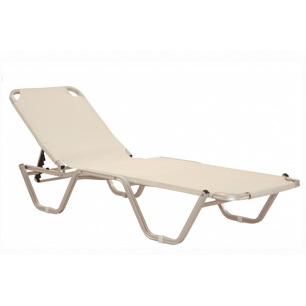 Sun-Lounger Florida/K white/brown - Αλουμίνιο - 195x60x29 cm