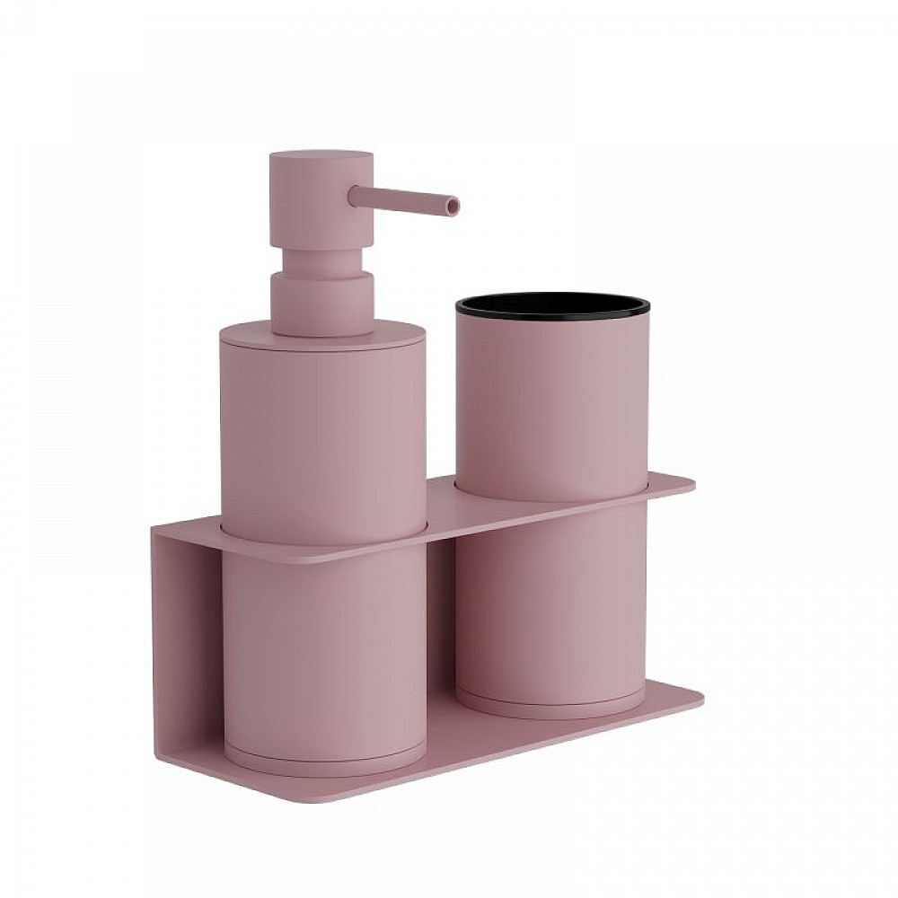 Επιτοίχια Dispenser & Ποτηροθήκη - Matt Pink, Pam & Co, W17 x D7 x H19 (cm), 80-303