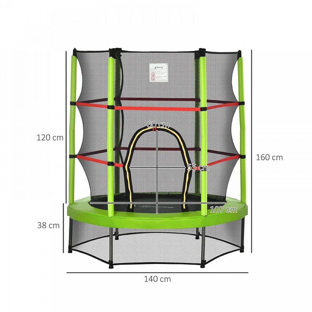 Τραμπολίνο με Προστατευτικό Δίχτυ 140 cm HOMCOM 342-032GN