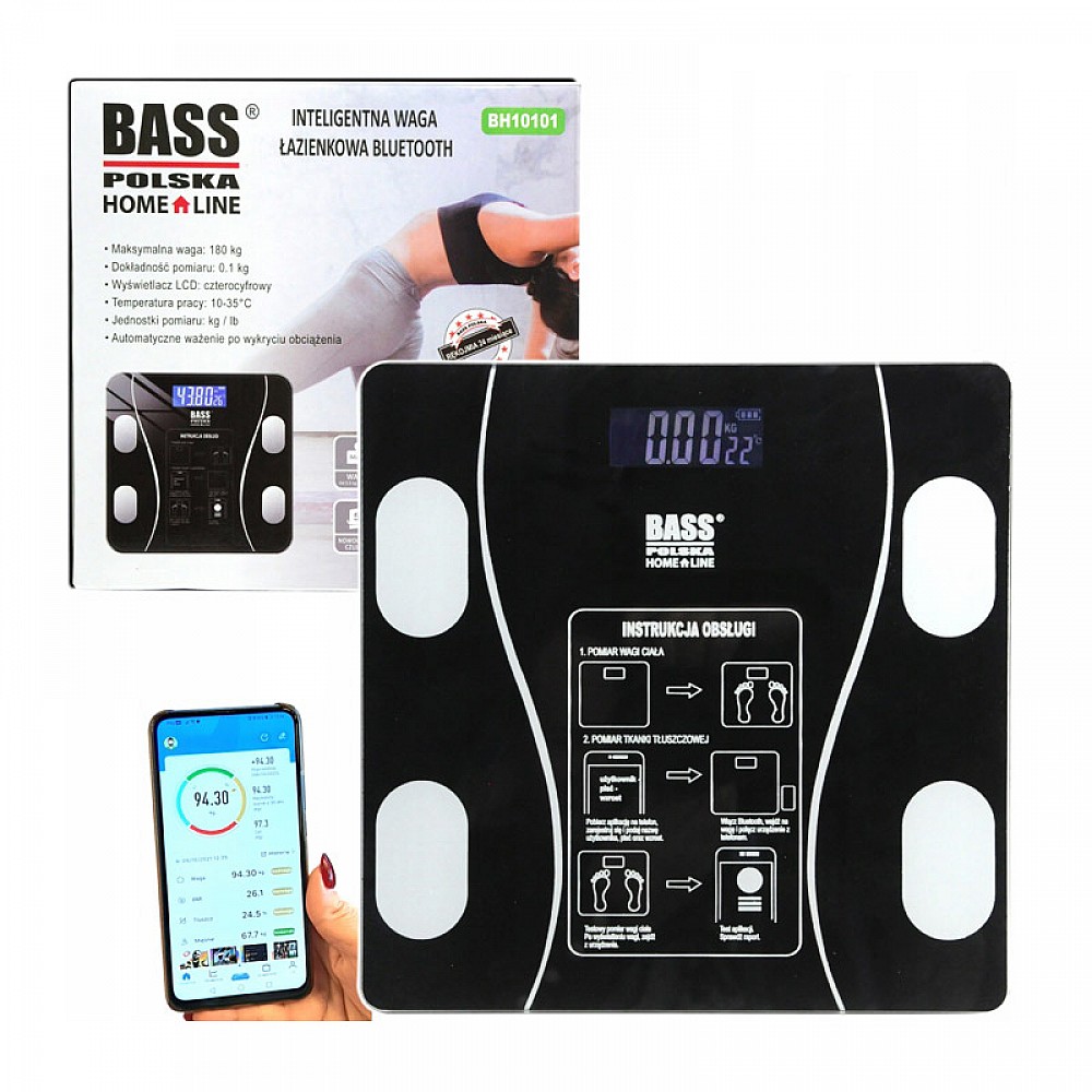 Ψηφιακή Ζυγαριά Μπάνιου - Λιπομετρητής με Bluetooth Bass Polska BP-BH10101 Ψηφιακή Ζυγαριά Μπάνιου - Λιπομετρητής με Bluetooth Bass Polska BP-BH10101
