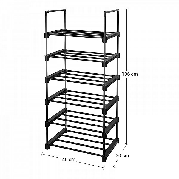 Μεταλλικό Stand Αποθήκευσης Παπουτσιών με 6 Ράφια 45 x 30 x 106 cm Songmics LSA23BK