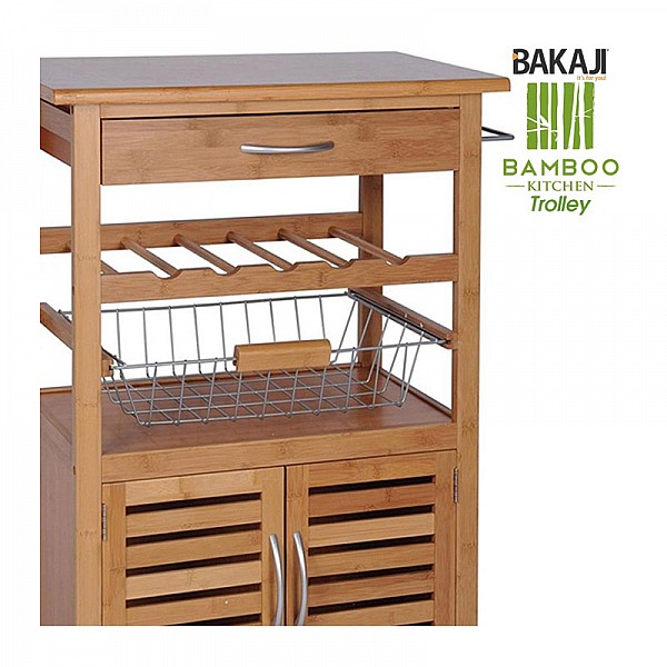 Ξύλινο Τρόλεϊ Κουζίνας από Μπαμπού 60 x 35 x 88 cm Bakaji 02662786