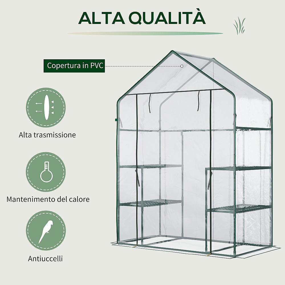 Outsunny Garden Greenhouse σε Αδιάβροχο και Anti UV PE με εξαρτήματα τοποθέτησης, 142x73x195cm - Πράσινο Outsunny Garden Greenhouse σε Αδιάβροχο και Anti UV PE με εξαρτήματα τοποθέτησης, 142x73x195cm - Πράσινο