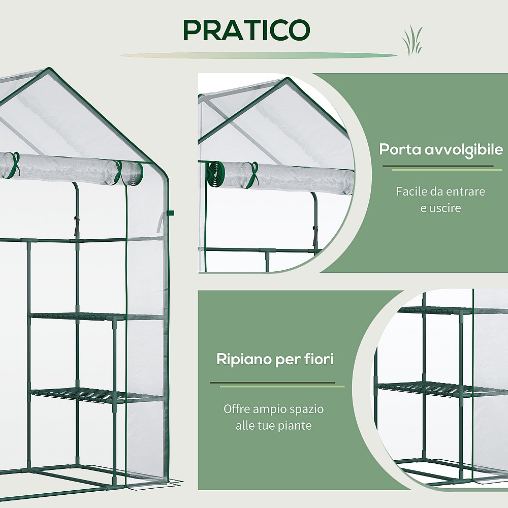 Outsunny Garden Greenhouse σε Αδιάβροχο και Anti UV PE με εξαρτήματα τοποθέτησης, 142x73x195cm - Πράσινο Outsunny Garden Greenhouse σε Αδιάβροχο και Anti UV PE με εξαρτήματα τοποθέτησης, 142x73x195cm - Πράσινο