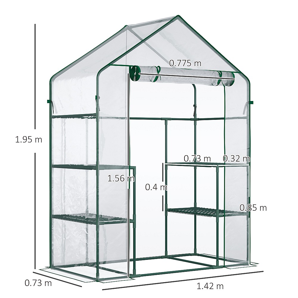 Outsunny Garden Greenhouse σε Αδιάβροχο και Anti UV PE με εξαρτήματα τοποθέτησης, 142x73x195cm - Πράσινο Outsunny Garden Greenhouse σε Αδιάβροχο και Anti UV PE με εξαρτήματα τοποθέτησης, 142x73x195cm - Πράσινο