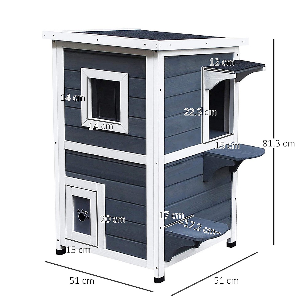 PawHut Outdoor Pet Kennel 2 Επιπέδων Ανοιγόμενο Ξύλο Γκρι και Λευκό 51 x 51 x 81,3 cm PawHut Outdoor Pet Kennel 2 Επιπέδων Ανοιγόμενο Ξύλο Γκρι και Λευκό 51 x 51 x 81,3 cm