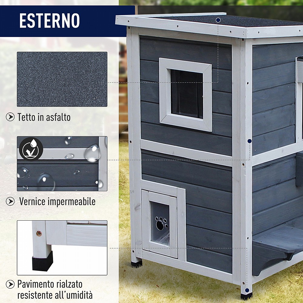 PawHut Outdoor Pet Kennel 2 Επιπέδων Ανοιγόμενο Ξύλο Γκρι και Λευκό 51 x 51 x 81,3 cm PawHut Outdoor Pet Kennel 2 Επιπέδων Ανοιγόμενο Ξύλο Γκρι και Λευκό 51 x 51 x 81,3 cm