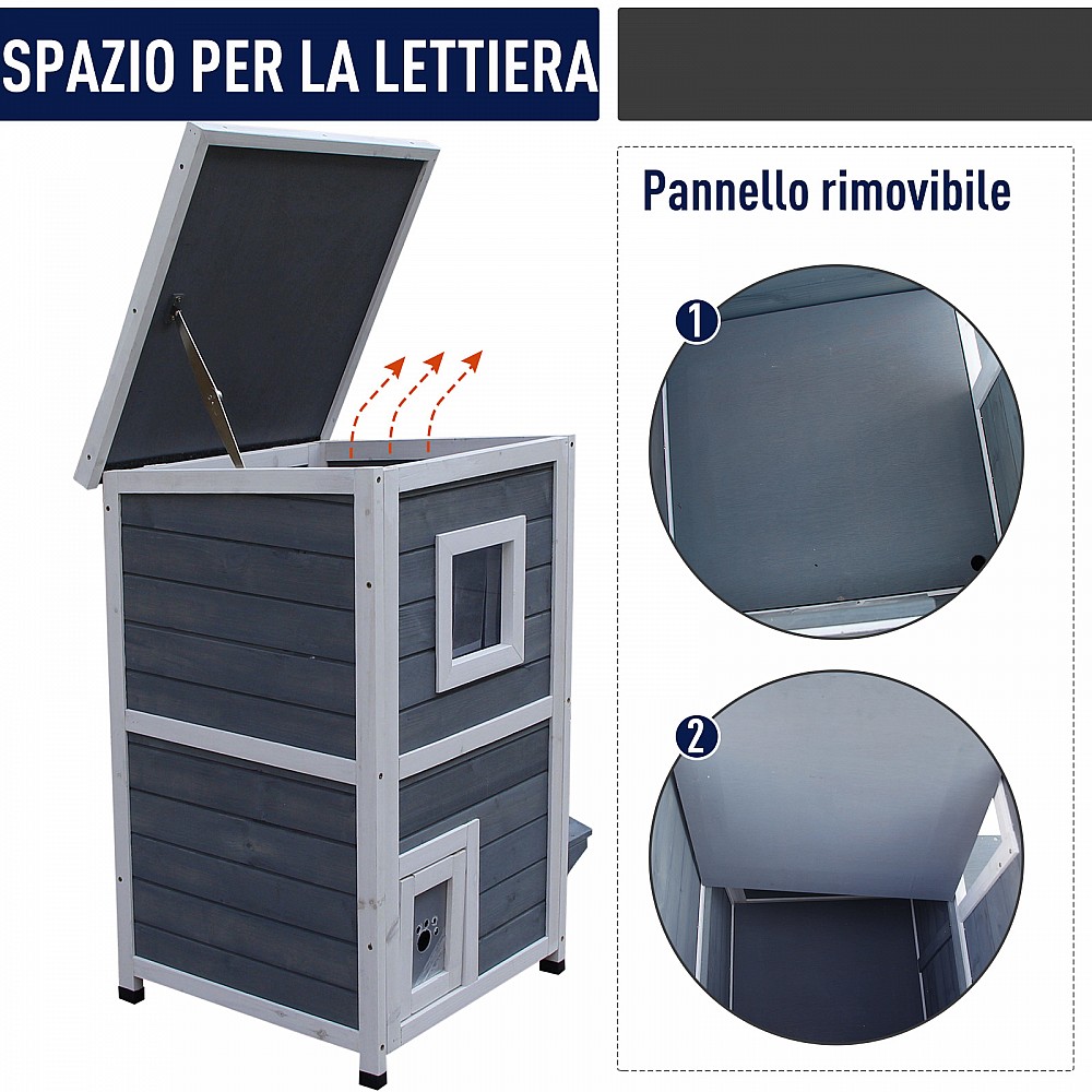 PawHut Outdoor Pet Kennel 2 Επιπέδων Ανοιγόμενο Ξύλο Γκρι και Λευκό 51 x 51 x 81,3 cm PawHut Outdoor Pet Kennel 2 Επιπέδων Ανοιγόμενο Ξύλο Γκρι και Λευκό 51 x 51 x 81,3 cm