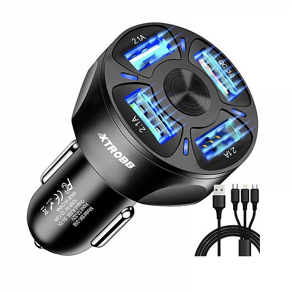 Φορτιστής Αυτοκινήτου με 3 Θύρες USB 2.1A και 1 USB QC 3.0 LED Xtrobb 19907