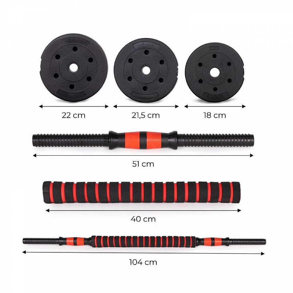 Ρυθμιζόμενο Σετ με Μπάρα Γυμναστικής και Αλτήρες 40 Kg 2 σε 1 ModernHome GB-SX-2X20KG
