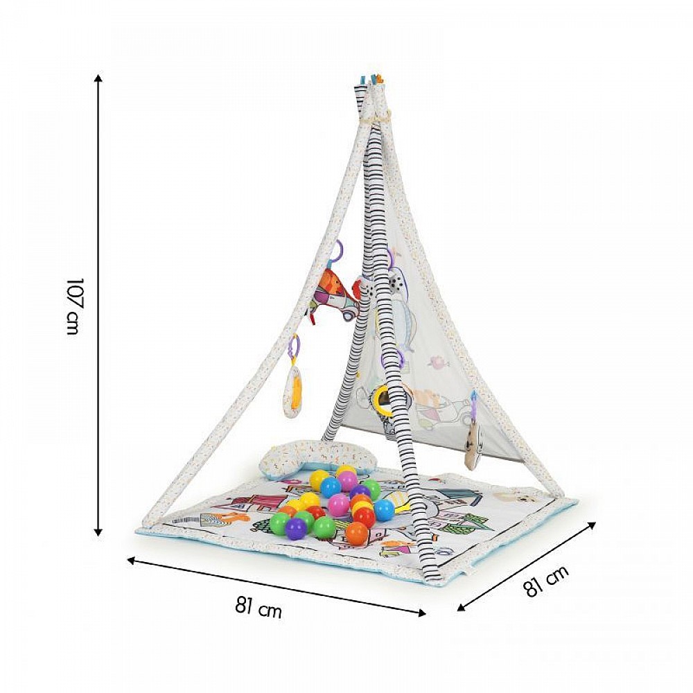 Βρεφικό Εκπαιδευτικό Γυμναστήριο - Σκηνή με Χαλάκι και 20 Μπάλες 81 x 81 x 107 cm Ecotoys CC8734