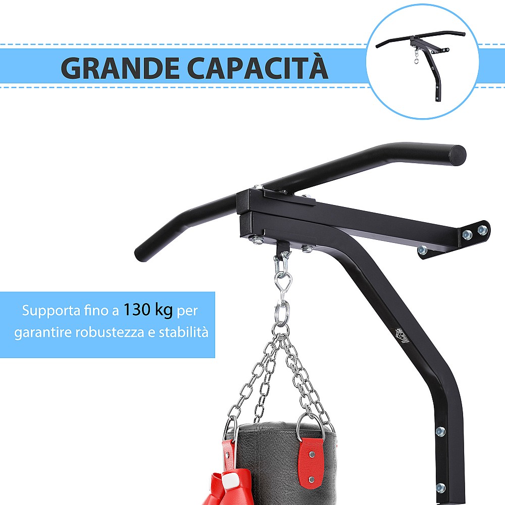 Βάση στήριξης HOMCOM Punch Bag με μπάρα έλξης, 93x47x51cm, Μαύρο