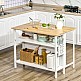 HOMCOM Kitchen Island με πτυσσόμενο πάγκο και 2 ράφια από ξύλο και ατσάλι, 120x76x91,5 cm, Λευκό