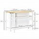 HOMCOM Kitchen Island με πτυσσόμενο πάγκο και 2 ράφια από ξύλο και ατσάλι, 120x76x91,5 cm, Λευκό