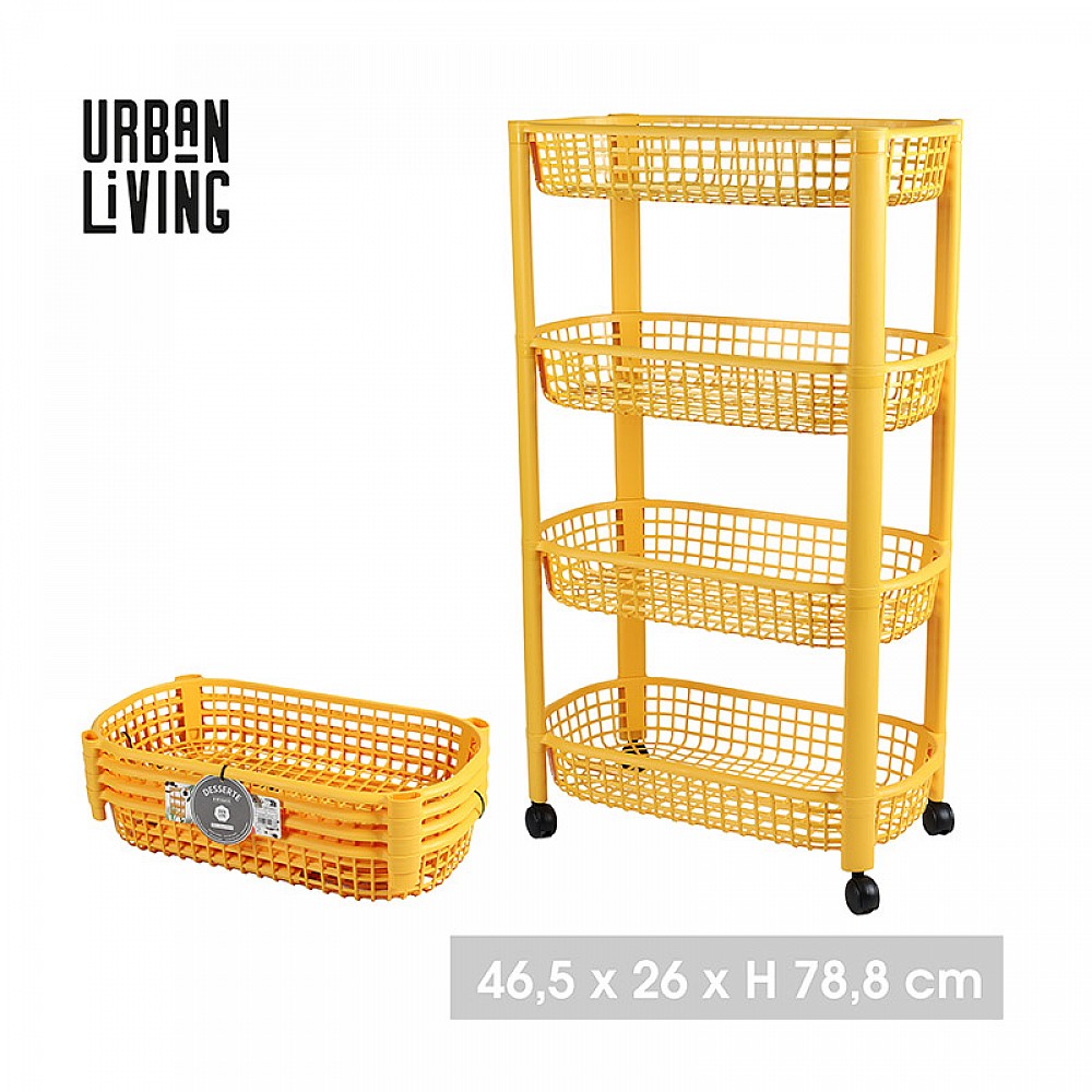 Πλαστικό Τρόλεϊ Κουζίνας με 4 Ράφια 46.5 x 26 x 78.8 cm Urban Living 51068