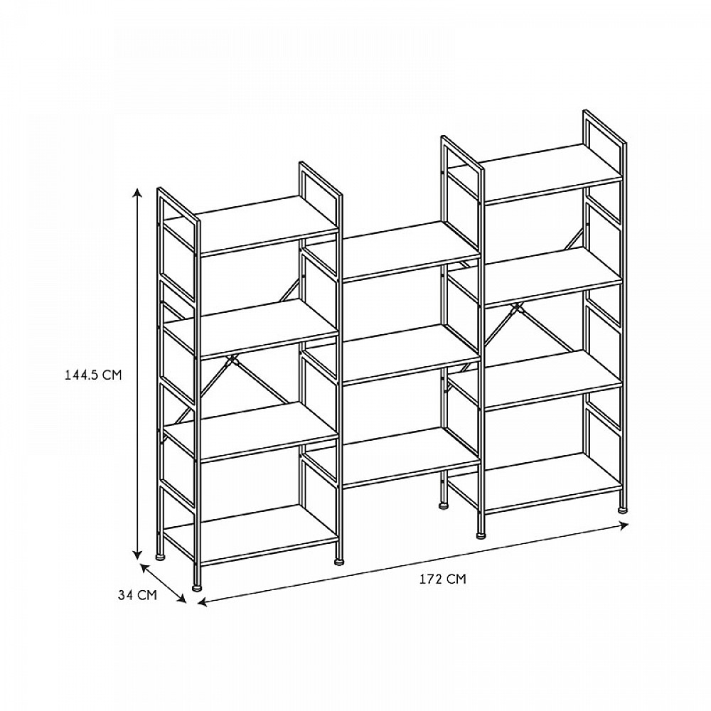 Μεταλλική Ραφιέρα με 11 Ξύλινα Ράφια 172 x 34 x 144.5 cm Home Deco Factory HD5234