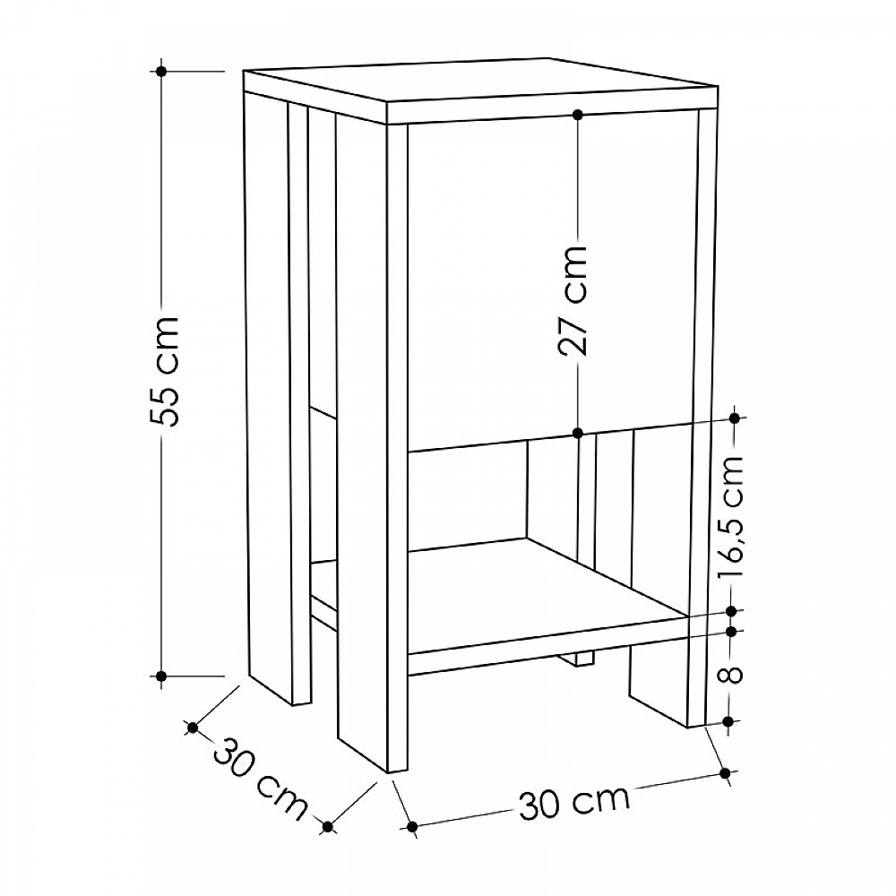 Ξύλινο Κομοδίνο με 1 Ράφι και 1 Ντουλάπι 30 x 30 x 55 cm Χρώματος Taupe / Μπορντό Bakaji 02815282