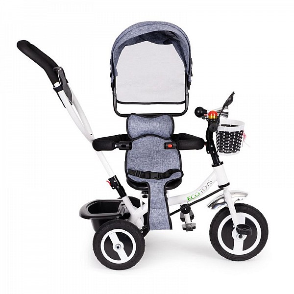 Τρίκυκλο Παιδικό Ποδήλατο - Καρότσι με Περιστρεφόμενο Κάθισμα Χρώματος Γκρι Ecotoys JM-066-9L-Grey