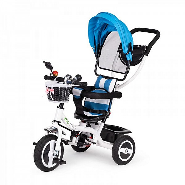 Τρίκυκλο Παιδικό Ποδήλατο - Καρότσι με Περιστρεφόμενο Κάθισμα Χρώματος Μπλε Ecotoys M-066-9L-Blue