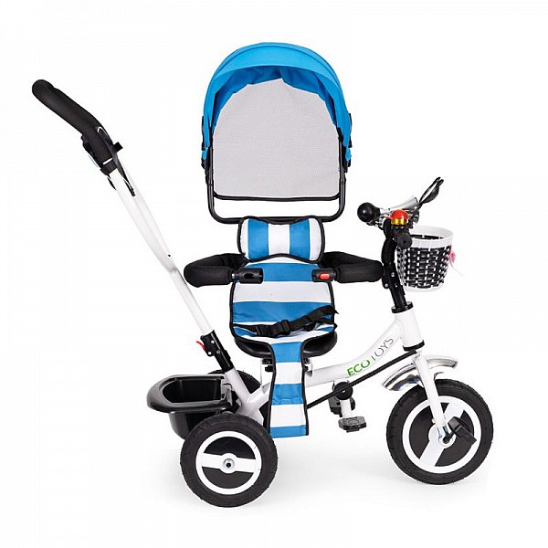 Τρίκυκλο Παιδικό Ποδήλατο - Καρότσι με Περιστρεφόμενο Κάθισμα Χρώματος Μπλε Ecotoys M-066-9L-Blue