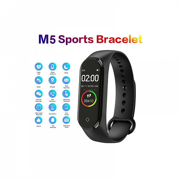 Ρολόι Fitness Tracker με Μετρητή Καρδιακών Παλμών Χρώματος Μαύρο Smart Band M5 SPM M5s-Black