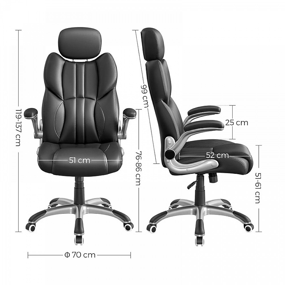 Διευθυντική Καρέκλα Γραφείου 70 x 75 x 119-137 cm Songmics OBG65BK Διευθυντική Καρέκλα Γραφείου 70 x 75 x 119-137 cm Songmics OBG65BK