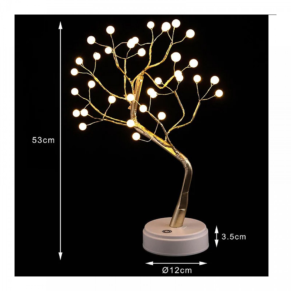 Επιτραπέζιο Χάλκινο Φωτιστικό Μπαταρίας/USB Bonsai με 36 LED Bakaji 02826103