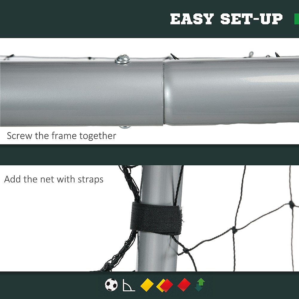 SPORTNOW Γκρι ποδοσφαιρικό γκολ 240x85x160 cm με βίδες και μανταλάκια που περιλαμβάνονται, σε PE και μέταλλο SPORTNOW Γκρι ποδοσφαιρικό γκολ 240x85x160 cm με βίδες και μανταλάκια που περιλαμβάνονται, σε PE και μέταλλο