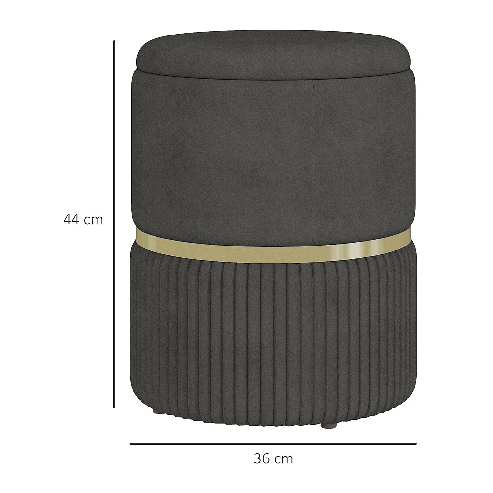 HOMCOM Storage Pouf 120 kg max για Σαλόνι, Είσοδο και Υπνοδωμάτιο, σε πολυεστέρα, 36x36x44 cm, Γκρι