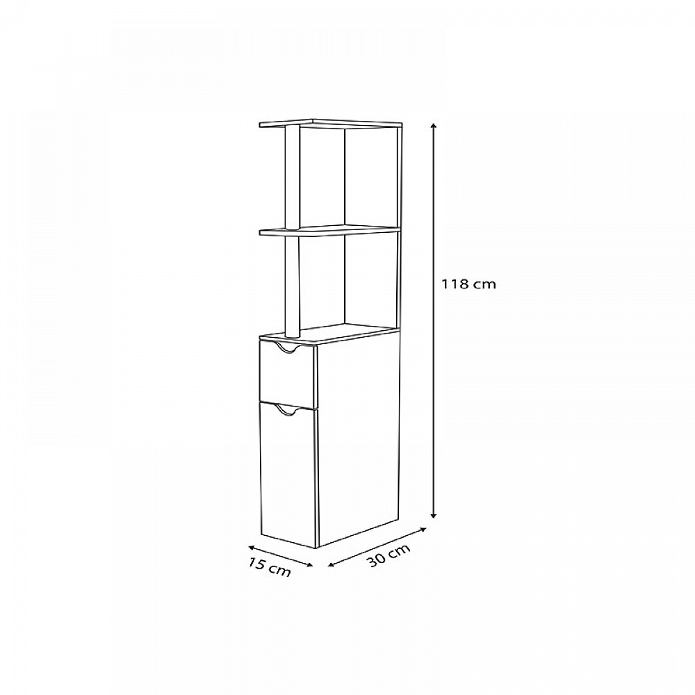 Εταζέρα Μπάνιου με 2 Ντουλάπια και 2 Ράφια 15.2 x 29.8 x 118 cm SPM 50070189