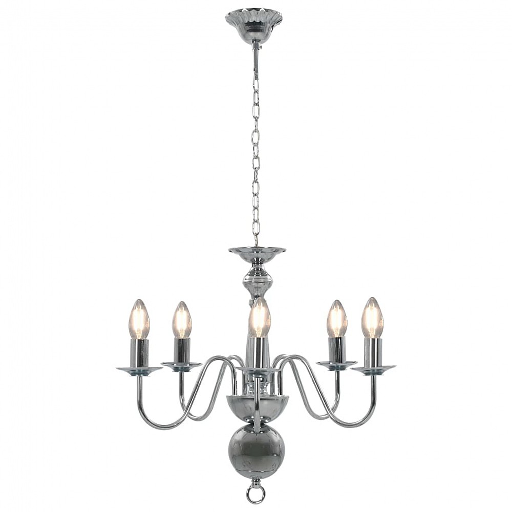 vidaXL Πολυέλαιος Μεταλλικής Κατασκευής 50x45 εκ Χωρίς Λάμπες, 5 Θέσεων E14, Ασημί Χρώμα 281616