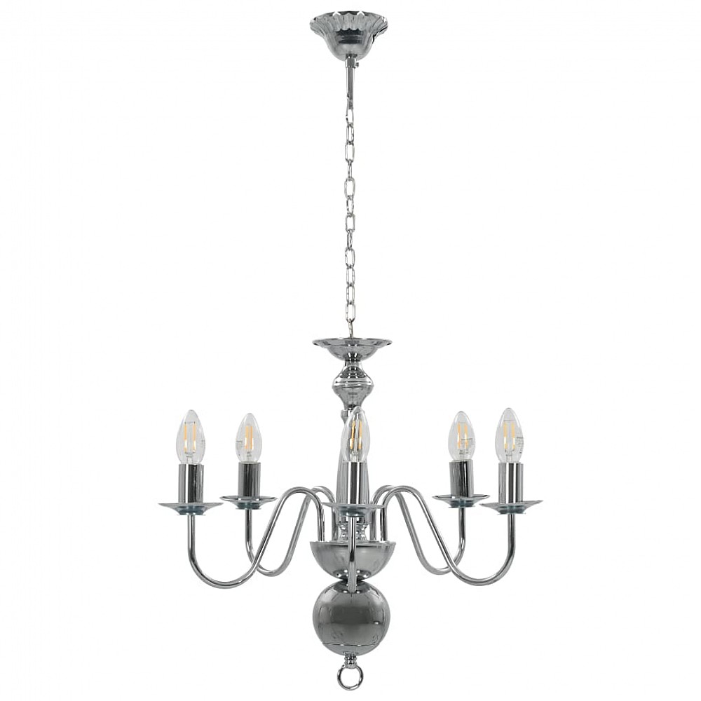 vidaXL Πολυέλαιος Μεταλλικής Κατασκευής 50x45 εκ Χωρίς Λάμπες, 5 Θέσεων E14, Ασημί Χρώμα 281616