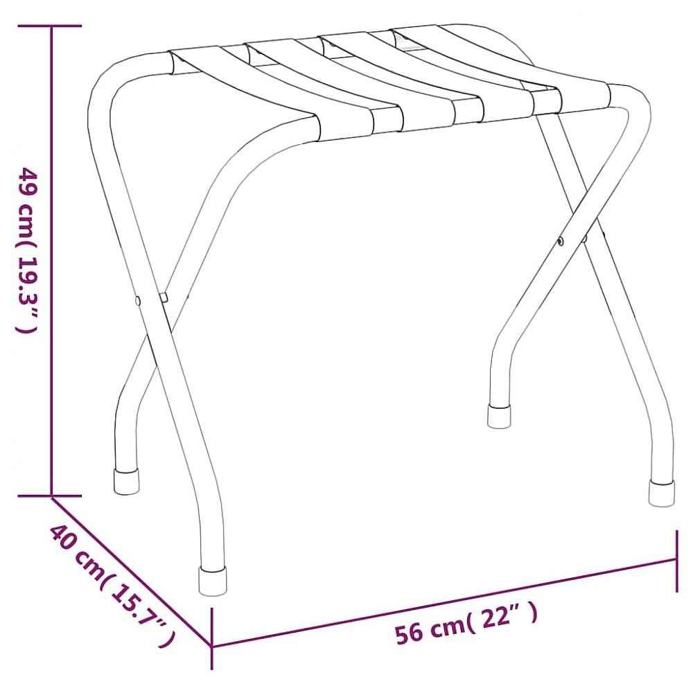 vidaXL Αναδιπλούμενη Βάση Αποσκευών Ξενοδοχείου από Ατσάλι και Νάιλον σε Μαύρο Χρώμα 153077