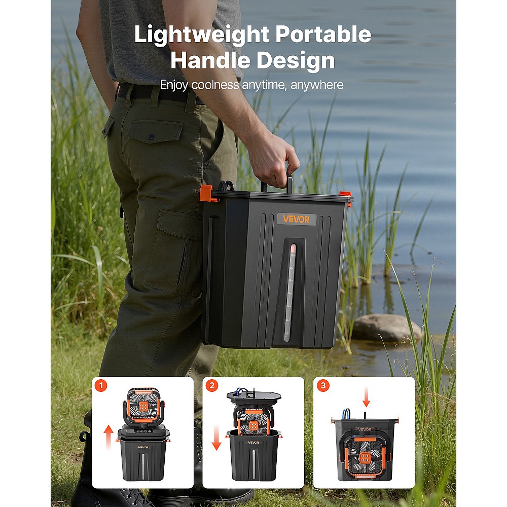 VEVOR Ανεμιστήρας Ομίχλης 2400 RPM με Δεξαμενή 12L, Μπαταρία 20000mAh, 4 Ταχύτητες & 3 Λειτουργίες Φωτισμού για Εσωτερικούς & Εξωτερικούς Χώρους WHFS20000MAHENC1C001V9