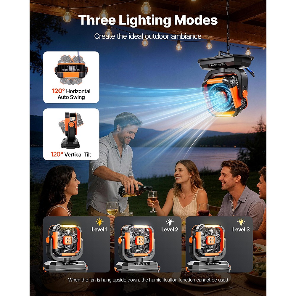 VEVOR Ανεμιστήρας Ομίχλης 2400 RPM με Δεξαμενή 12L, Μπαταρία 20000mAh, 4 Ταχύτητες & 3 Λειτουργίες Φωτισμού για Εσωτερικούς & Εξωτερικούς Χώρους WHFS20000MAHENC1C001V9
