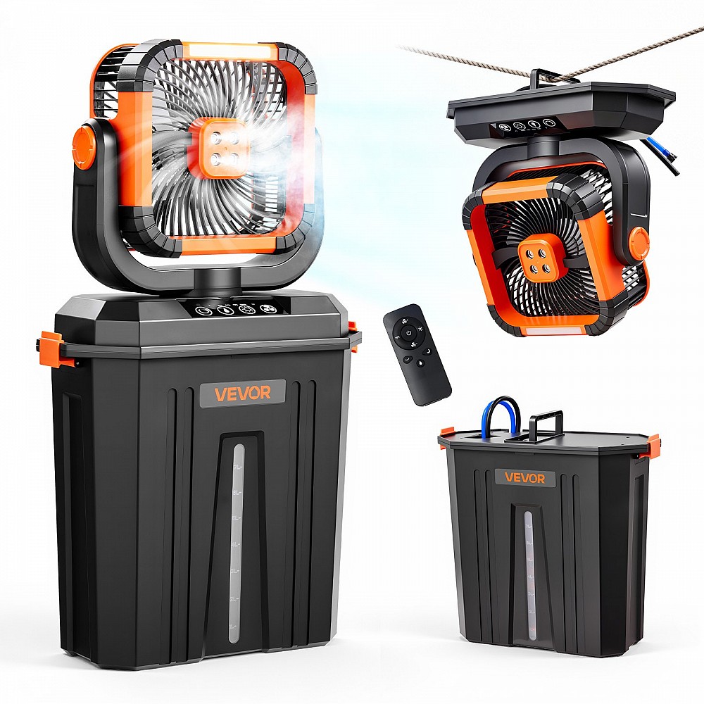 VEVOR Ανεμιστήρας Ομίχλης 2400 RPM με Δεξαμενή 12L, Μπαταρία 20000mAh, 4 Ταχύτητες & 3 Λειτουργίες Φωτισμού για Εσωτερικούς & Εξωτερικούς Χώρους WHFS20000MAHENC1C001V9