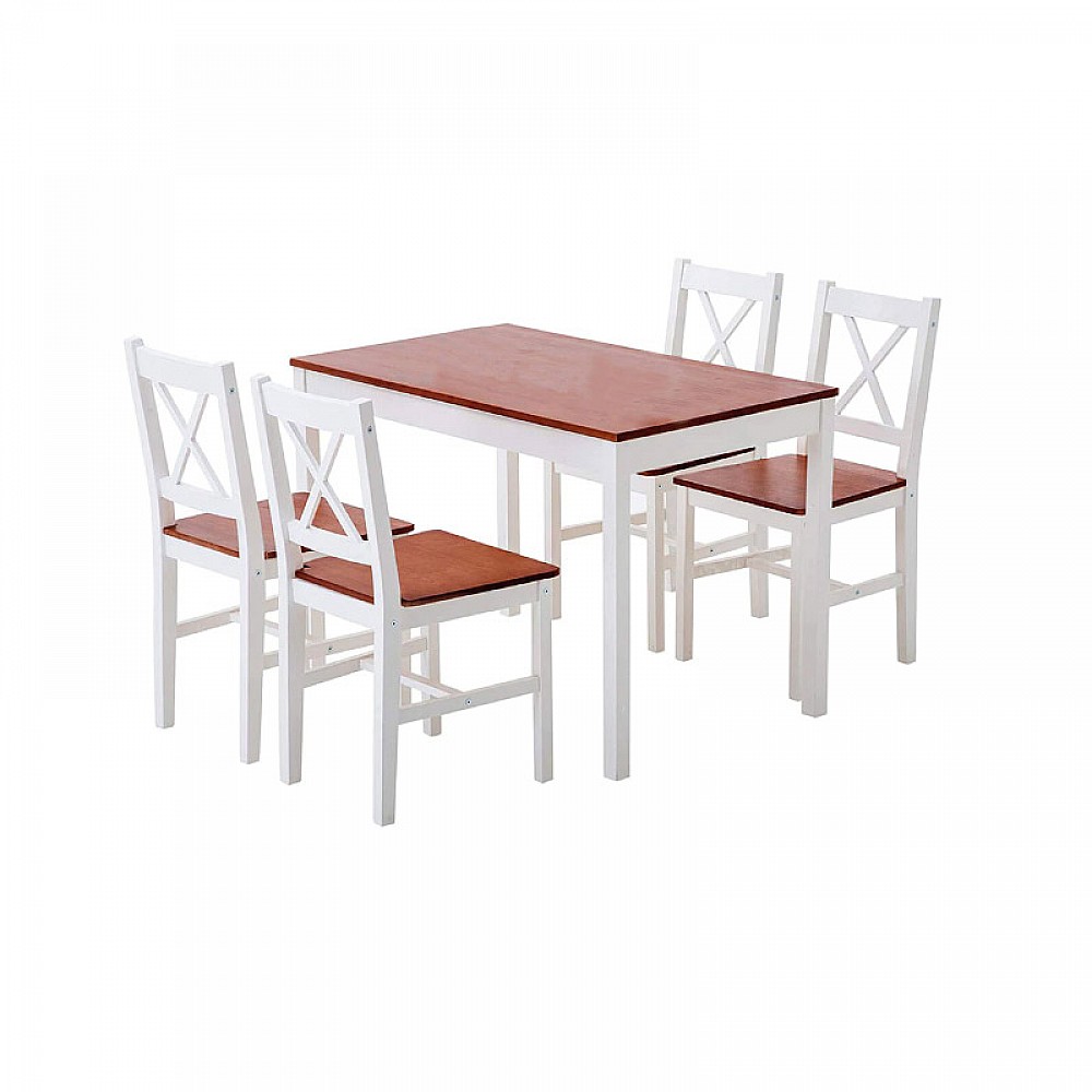 Σετ Ξύλινο Τραπέζι Κουζίνας 108 x 64 x 73 cm με 4 Καρέκλες Hoppline HOP1001322